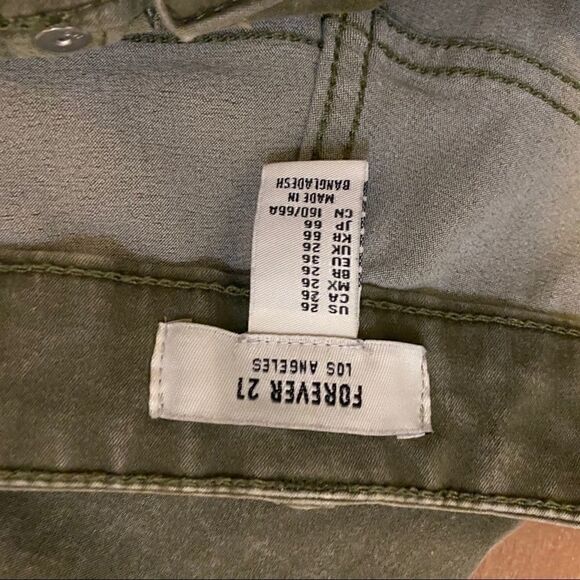Forever 21 Stretch Acid Wash Jeans Olive Green 26 - Picture 4 of 5